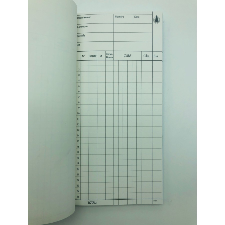 Carnet de cubage triplicata