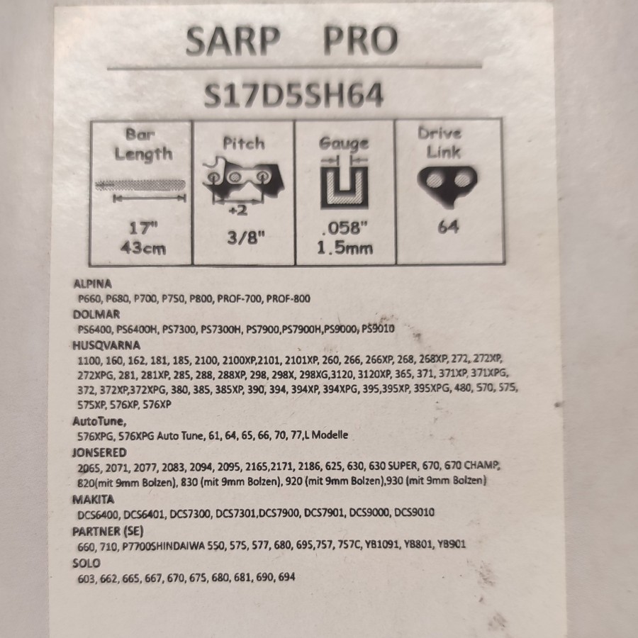 Guide chaine sarp s17d5sh64