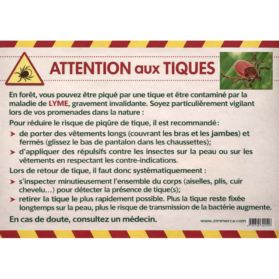 "panneau ""attention aux tiques""      "