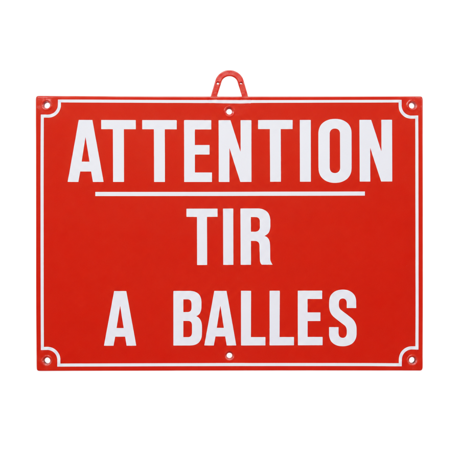 Panneau plastique 'Attention tir à balles'