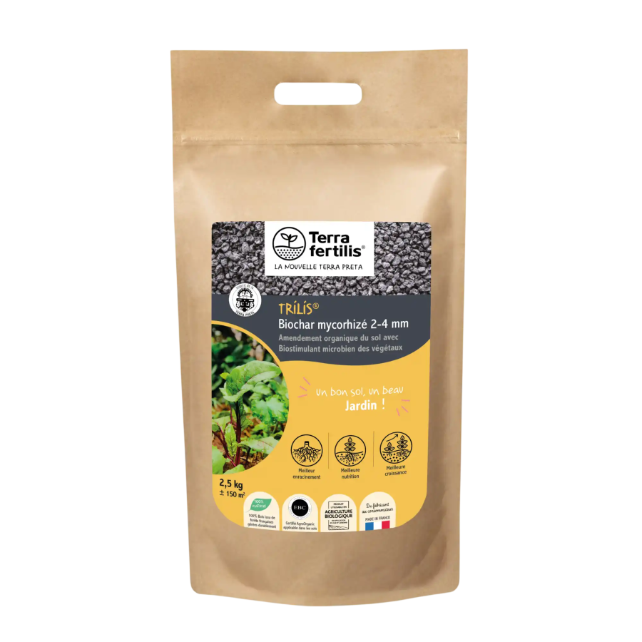 Biochar mycorhizé Trilis - Granulométrie 2-4 mm