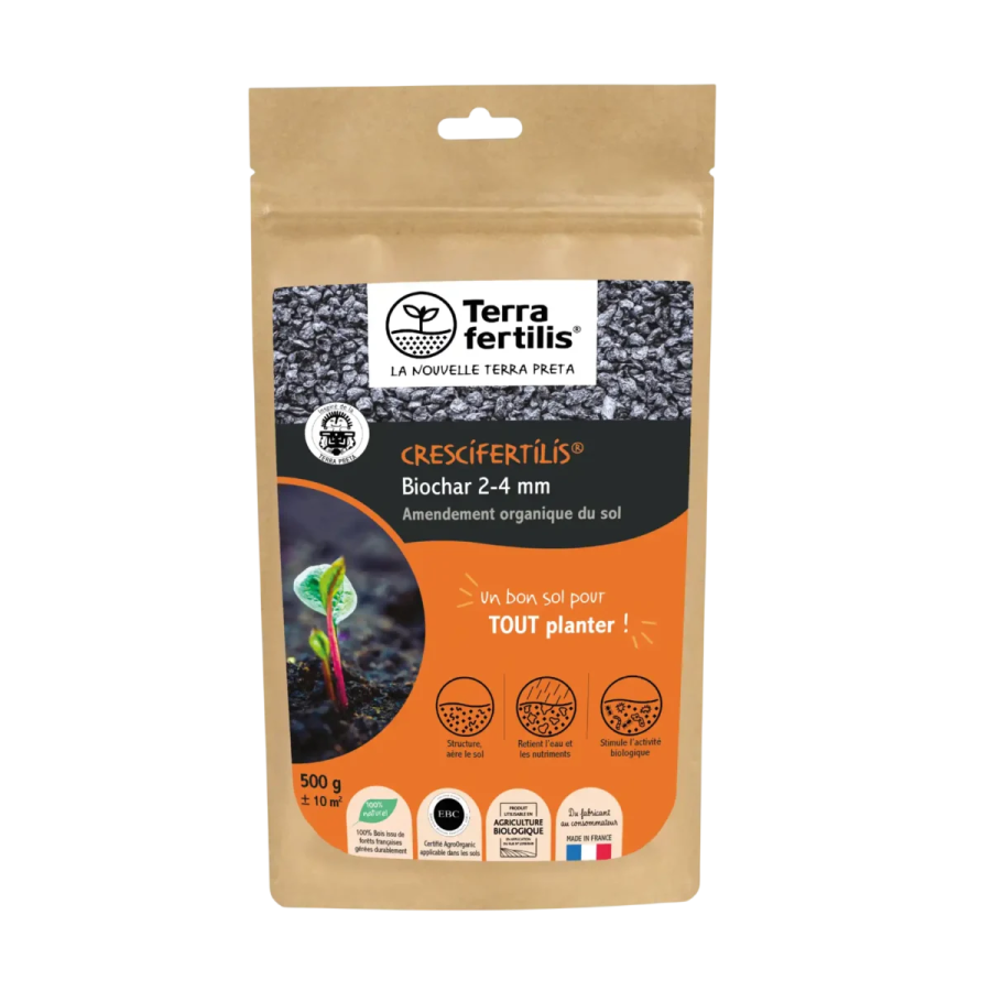 Biochar Crescifertilis 2-4 mm - Fertilisant naturel à base de charbon