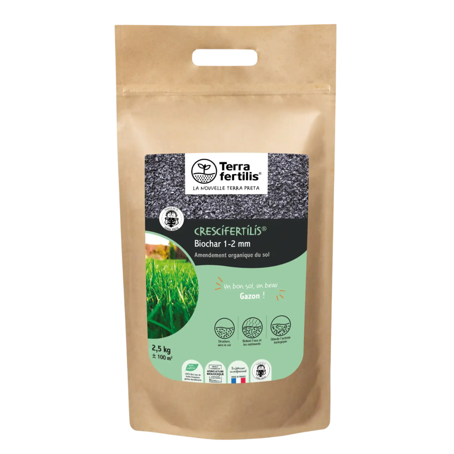 Biochar fertilisant sols Crescifertilis 1-2 mm