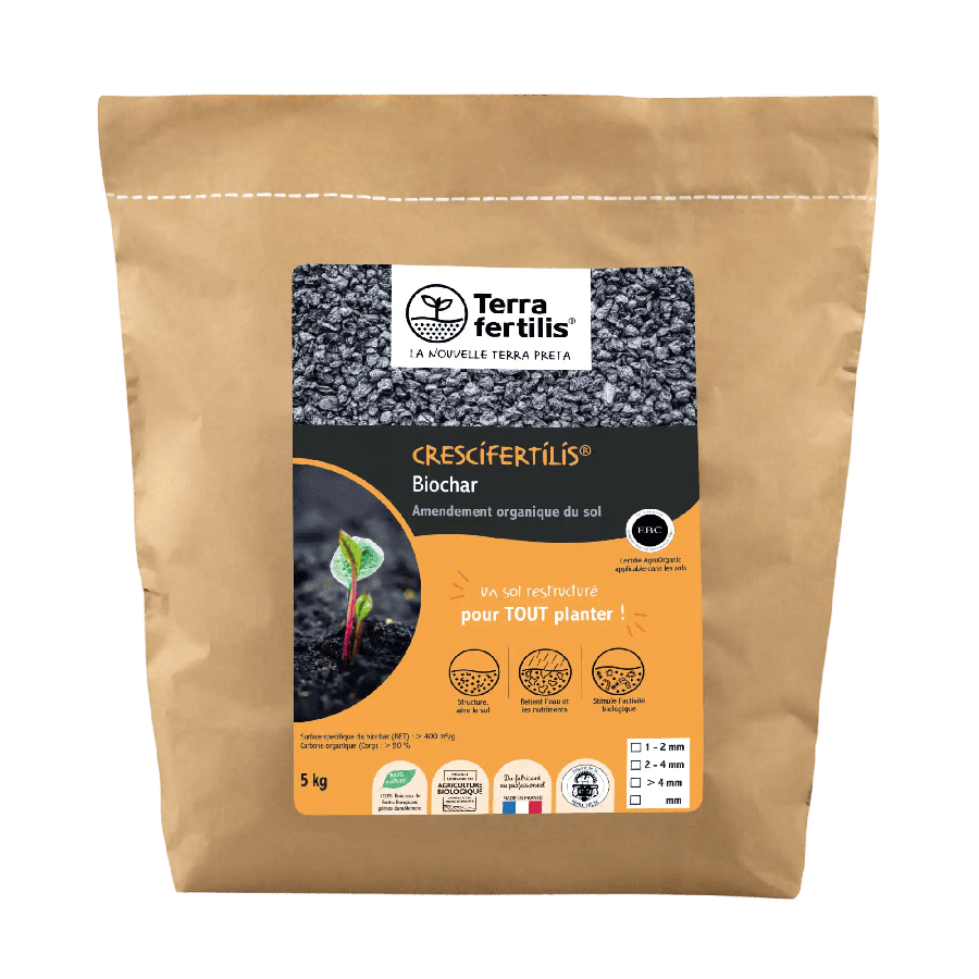 Biochar fertilisant sols - Sac de 5 kg