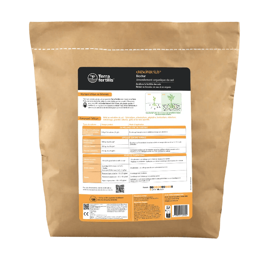Biochar fertilisant sols - Sac de 5 kg