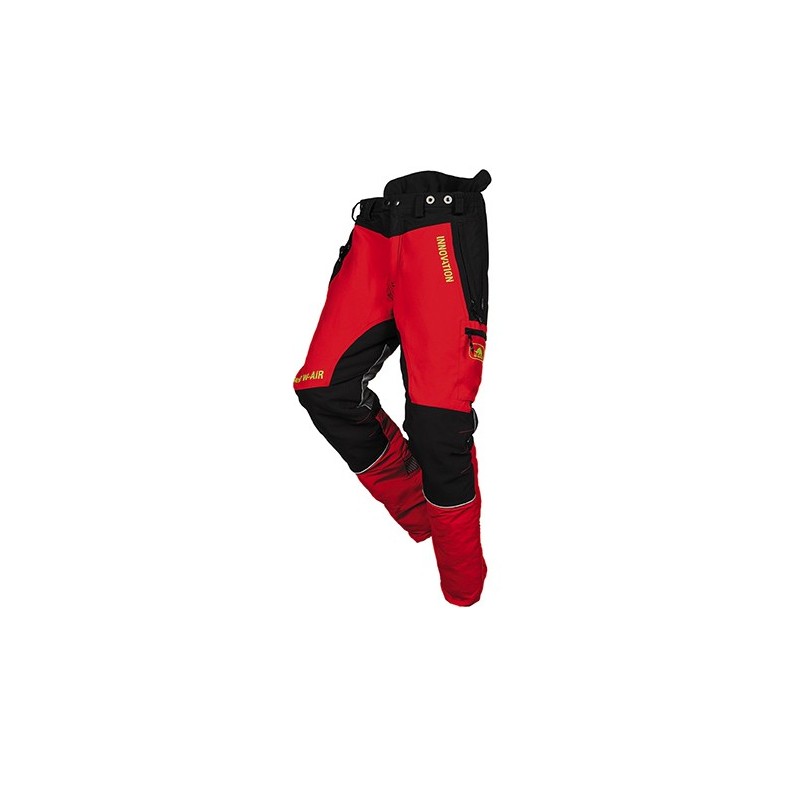 Pantalon anti-coupure Forest rouge et jaune